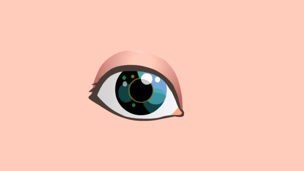 Человеческий Глаз Мигает Мультяшная Анимация Бесшовный Цикл — стоковое видео
