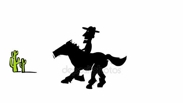 Cowboy Ridning Häst Sömlös Loop Animering — Stockvideo