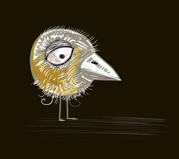 Funny Cartoon Bird Hand Drawn Illustration — 스톡 사진
