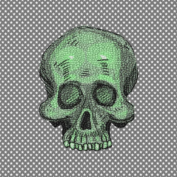 Hand drawn human skull. T shirt graphic design