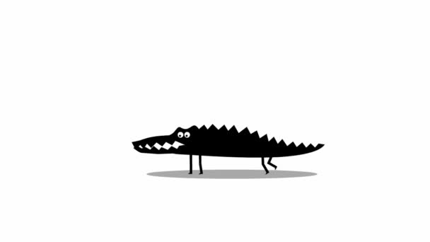 Анимация Забавной Прогулки Крокодила Бесшовная Анимация Цикла — стоковое видео