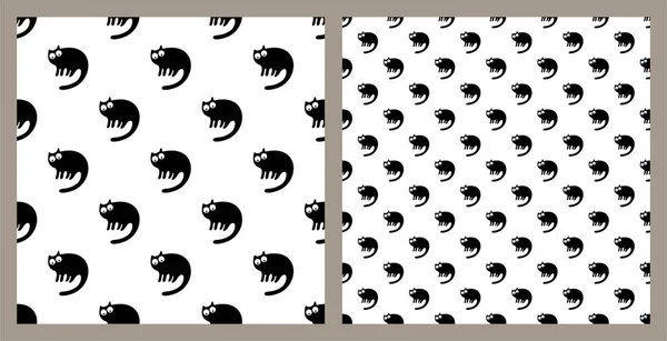 Patrón Sin Costuras Con Gatos Negros Divertidos Papel Pintado Diseño — Archivo Imágenes Vectoriales