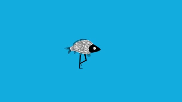 Funny Walking Fish Animation Boucle — Video