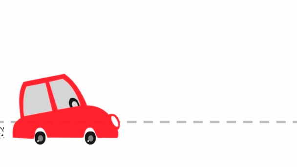 Cartoon Traffic Cars Driving Same Direction Seamless Loop Animation — Stock Video