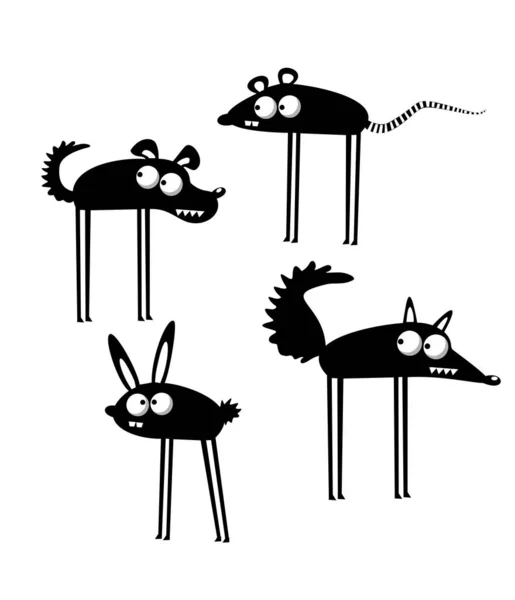 面白い漫画の動物のセット — ストックベクタ