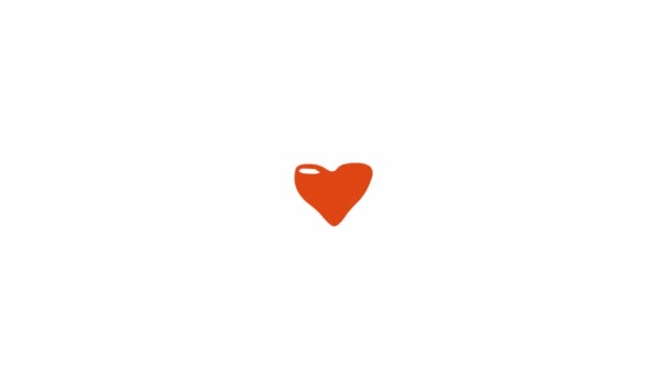 Corazón Rojo Dibujado Mano Girando Acercándose Sobre Fondo Blanco — Vídeo de stock