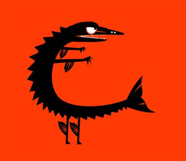 Komik barakuda balığı karikatür çizimi