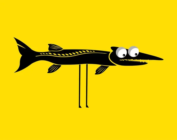 Komik Barakuda Balığı Karikatür Çizimi — Stok fotoğraf