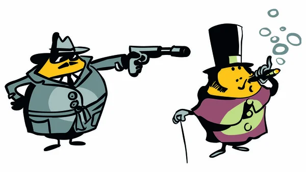 Vtipné Kreslené Osobnosti Gangster Dobře Oblečený Muž — Stock fotografie