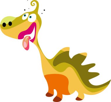 Beyaz üzerine serbest çizilmiş karikatür dinozor.