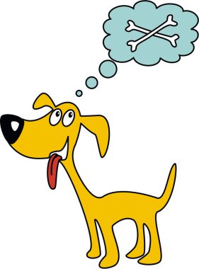 Kemikli komik çizgi film köpeği.