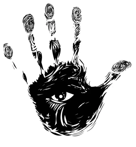 Illustration Gribouillée Dessinée Main Main Avec Les Yeux — Photo