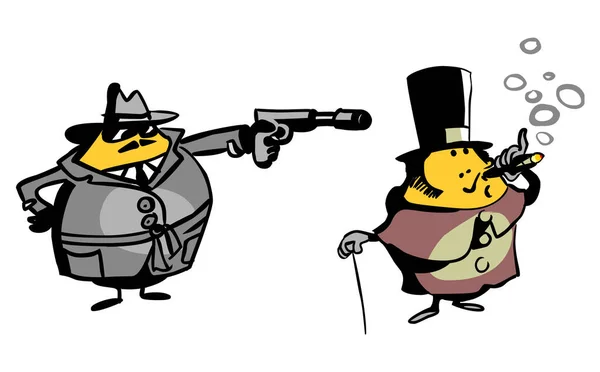 Lustige Cartoon Figuren Gangster Und Gut Gekleideter Mann — Stockfoto