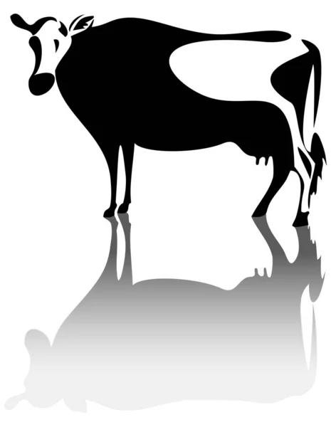 Silhueta Vaca Isolada Sobre Fundo Branco — Fotografia de Stock