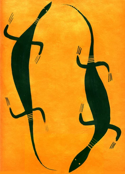 Abstract Orange Background Lizards — Stock Photo, Image