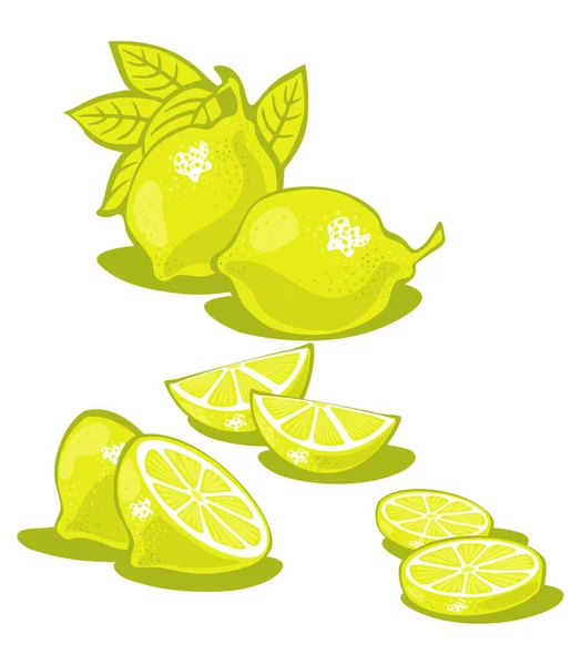 Set Vari Limoni Sfondo Bianco — Foto Stock