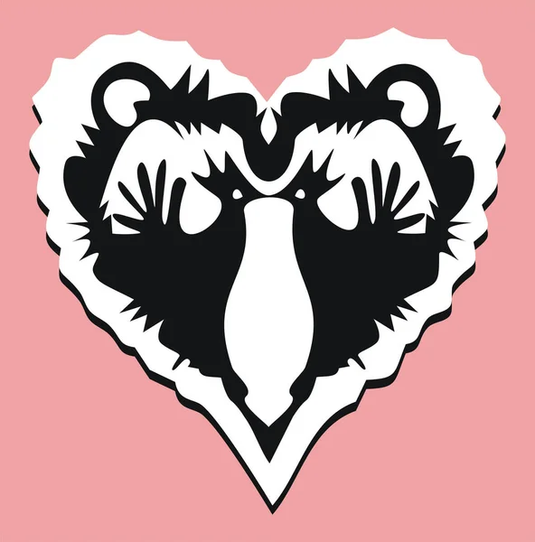 Handritad Klotter Illustration Hjärtform Med Tvättbjörn Ansikte — Stockfoto