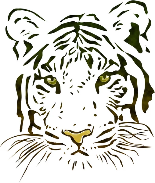 Απεικόνιση Μιας Κεφαλής Τίγρης — Φωτογραφία Αρχείου
