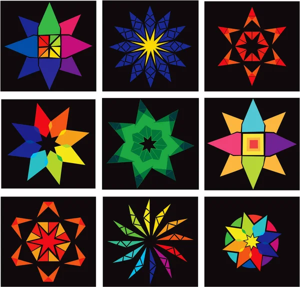 レインボー折り紙の星のセット — ストック写真