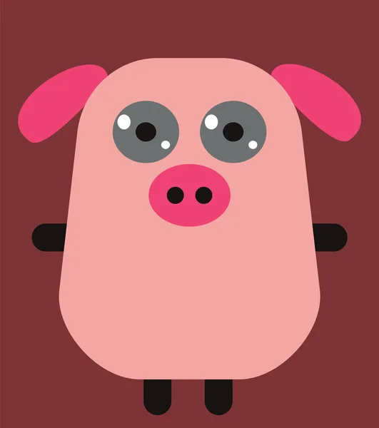 ピンクの背景にかわいい漫画の豚 — ストック写真