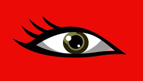 红色背景上的女性眼睛图解 — 图库照片