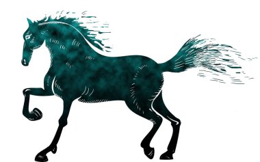 Beyaz arkaplanda izole edilmiş at silueti