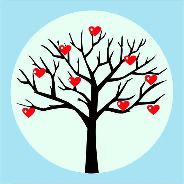 Illustrazione Cuore Rosso Albero — Foto Stock