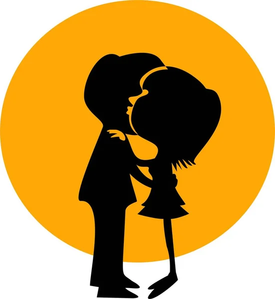 Illustration Gribouillée Dessinée Main Petite Fille Embrassant Garçon — Photo