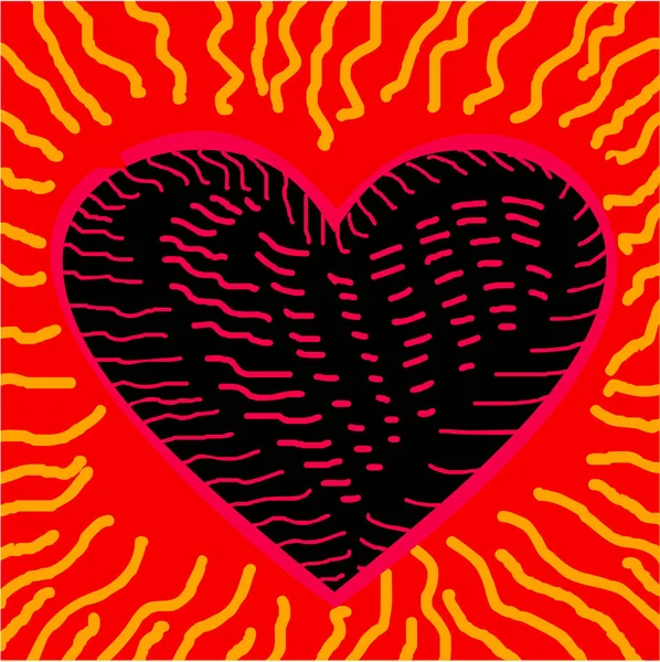 Kırmızı Arkaplanda Kalp Şekli Çizimi — Stok fotoğraf