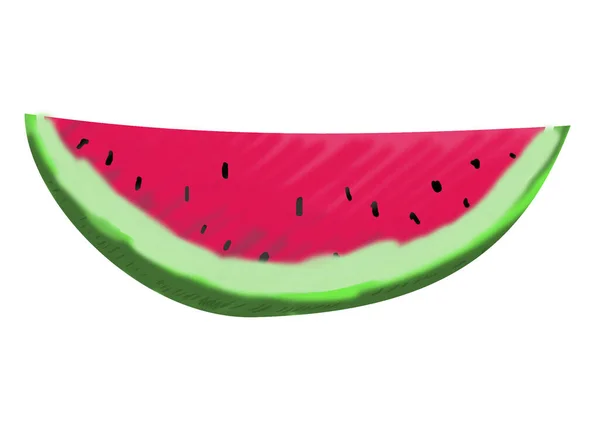 Watermeloen Plak Geïsoleerd Witte Achtergrond — Stockfoto