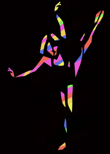 Een Silhouet Van Moderne Danser Zwarte Achtergrond — Stockfoto