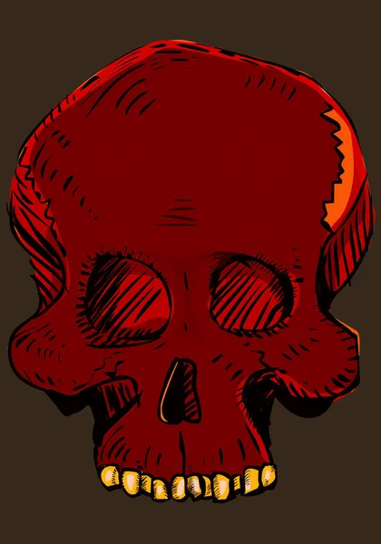 Kızıl Insan Kafatası Çizimi — Stok fotoğraf