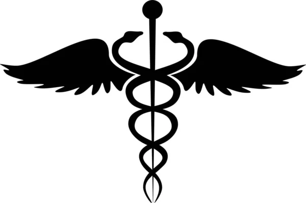 Caduceus Signo Ilustração Ícone Preto Fundo Branco — Fotografia de Stock