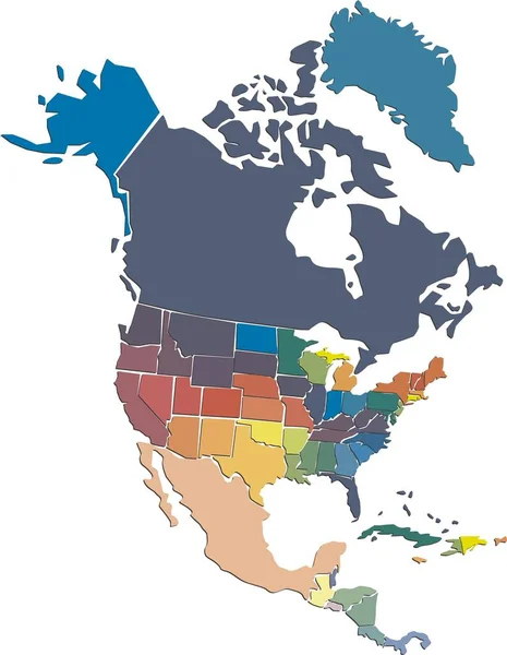 América Norte Ilustração Mapa Branco — Fotografia de Stock