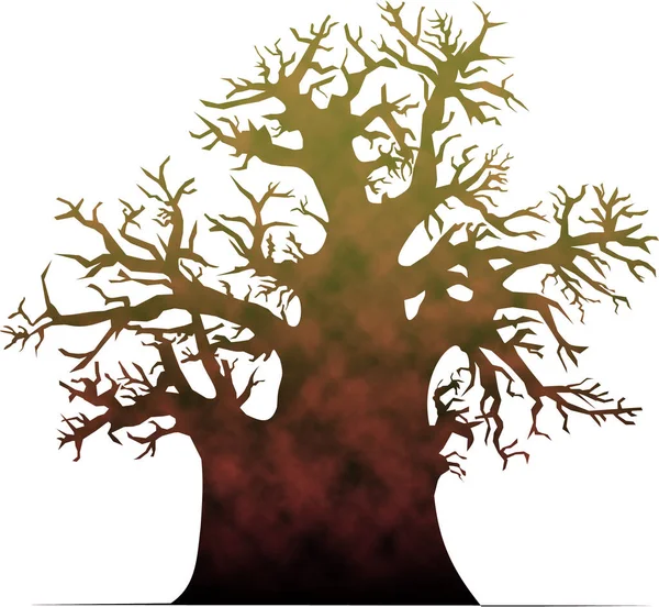 Silueta Árbol Baobab Ilustración — Foto de Stock