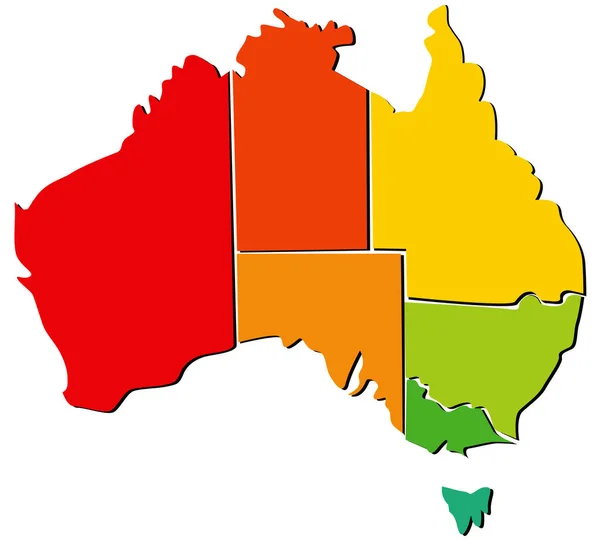 Australië Kaart Met Regio Illustratie — Stockfoto