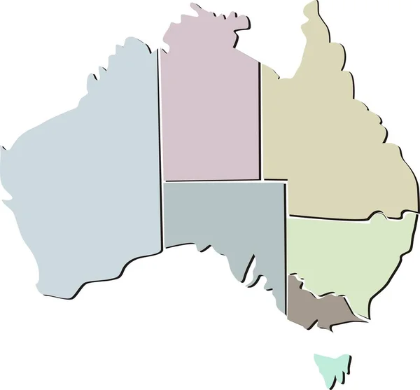 Australien Karta Med Regioner Illustration — Stockfoto