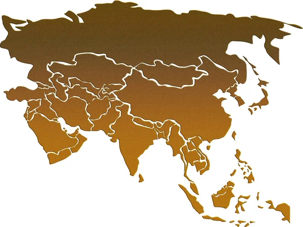 Azja Mapa Prosta Ilustracja — Zdjęcie stockowe