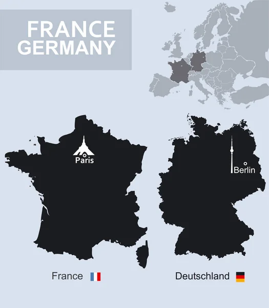 Franciaország Németország Térképei Egyszerű Illusztráció — Stock Fotó