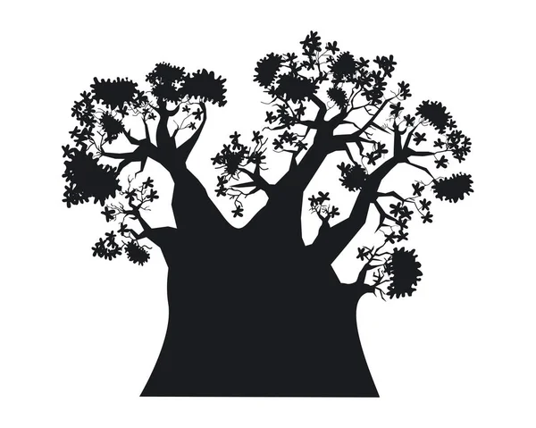 Silhouette Árbol Baobab Aislada Sobre Fondo Blanco — Foto de Stock