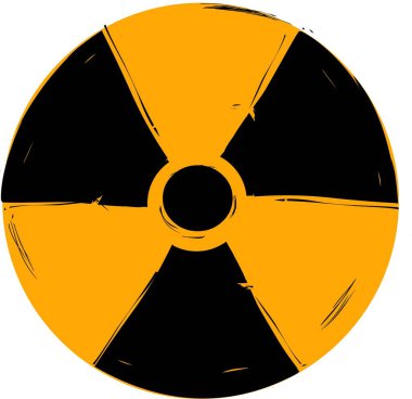 Radyoaktivite sembolü. Radyasyon uyarı işareti