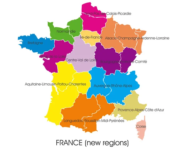 Frankreich Karte Neue Regionen — Stockfoto