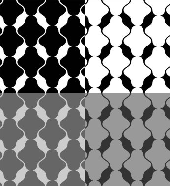 Siyah ve beyaz geometrik şekillerin kusursuz deseni.