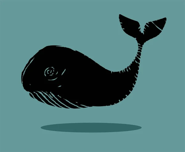 Black Whale Icon Blue Background — Stock Photo, Image