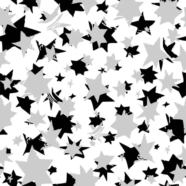 Czarny Biały Bezszwowy Wzór Gwiazdami — Zdjęcie stockowe