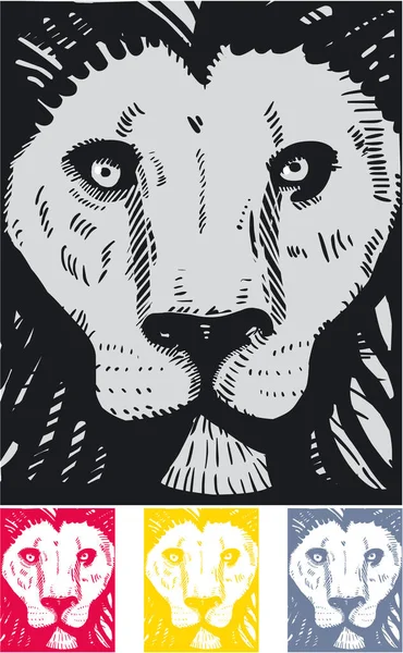 Ζωγραφισμένα Στο Χέρι Εικονογράφηση Κεφαλών Λιονταριού — Φωτογραφία Αρχείου