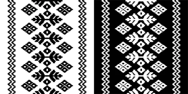 黒と白のニットの飾りのシームレスなパターン — ストック写真