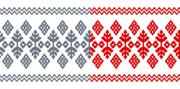 赤と白のニットの飾りのシームレスなパターン — ストック写真