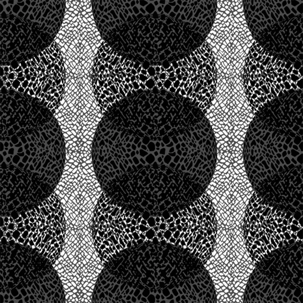 Abstract Overlapping Circles Black White Seamless Pattern — Stock Photo, Image