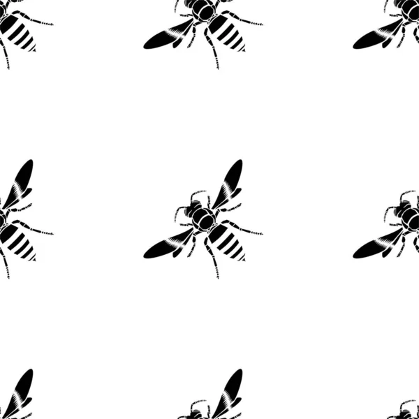 Modelo Sin Costuras Con Ilustraciones Abejas —  Fotos de Stock